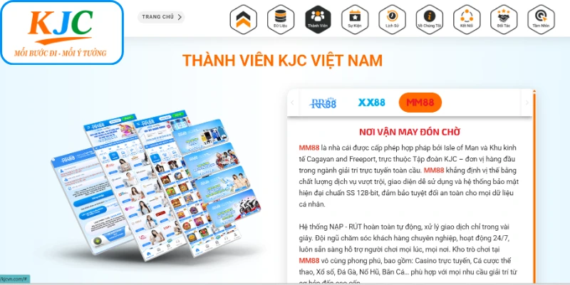 Thương hiệu MM88 thuộc thành viên liên minh KJC